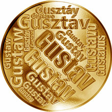 Náhled Reverzní strany - Česká jména - Gustav - velká zlatá medaile 1 Oz