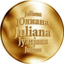 Náhled Reverzní strany - Slovenská jména - Juliana - velká zlatá medaile 1 Oz