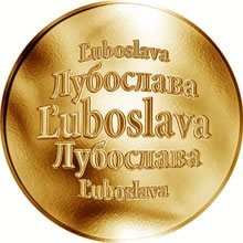 Náhled Reverzní strany - Slovenská jména - Ľuboslava - velká zlatá medaile 1 Oz