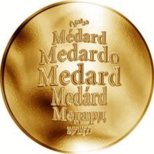 Náhled Reverzní strany - Česká jména - Medard - velká zlatá medaile 1 Oz