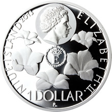 Náhled Reverzní strany - Stříbrná mince 1 NZD Střevíčník pantoflíček - kolorovaná
