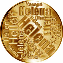 Náhled Reverzní strany - Česká jména - Helena - velká zlatá medaile 1 Oz