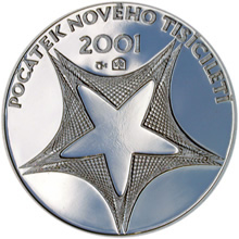 Náhled Averzní strany - Pamětní medaile k počátku nového tisíciletí 2001 - Platina proof