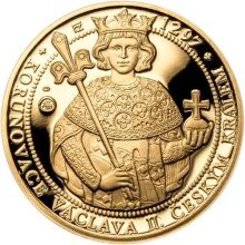Sada zlatého dukátu a strieborného odražku Korunovace Václava II. - proof
