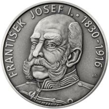 František Josef I. - 100. výročie úmrtí striebro patina