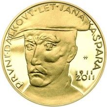 Nevydané mince Jirího Harcuby - První dálkový let Jana Kašpara 34mm zlato Proof