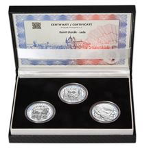 Náhled - KAMIL LHOTÁK – návrhy mince 200 Kč - sada 3x stříbro 1 Oz b.k.
