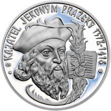 Kazatel Jeroným Pražský - 600. výročí stříbro patina