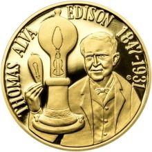 Thomas Alva Edison - 135. výročie sestrojení žárovky zlato proof