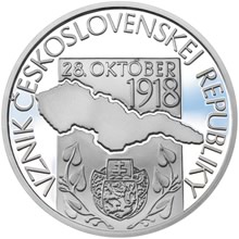 Náhled Reverzní strany - 2018 - 10 € - Vznik Československej republiky – 100. výročie Ag Proof