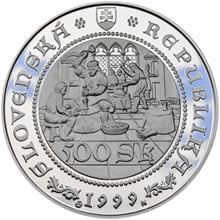 Náhled Averzní strany - 1999 - 500 Sk Kremnica - ražba tolarových mincí Proof