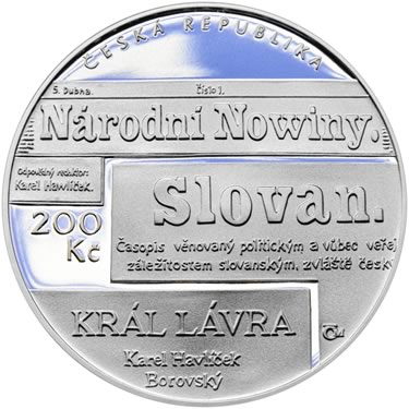 Náhled Averznej strany - 2021 Proof - 200 Kč Karel Havlíček Borovský