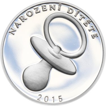 Náhled Averznej strany - Stříbrný medailon k narození dítěte 2015 - 28 mm