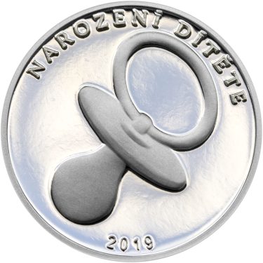 Náhled Reverznej strany - Stříbrný medailon k narození dítěte 2020 - 28 mm