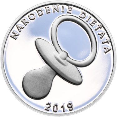 Náhled Averznej strany - Strieborný medailon k narodeniu dieťaťa 2019 - 28 mm