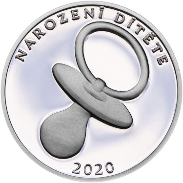 Náhled Averznej strany - Stříbrný medailon k narození dítěte 2020 - 28 mm