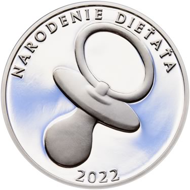Náhled Averznej strany - Strieborný medailon k narodeniu dieťaťa 2022 - 28 mm