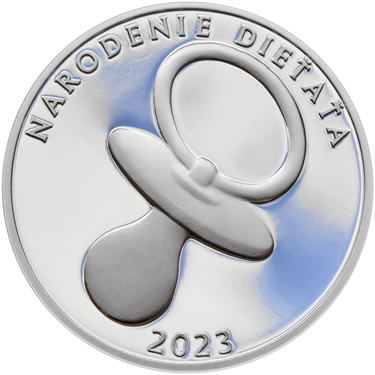 Náhled Averznej strany - Strieborný medailon k narodeniu dieťaťa 2023 - 28 mm