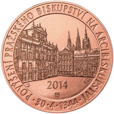 Náhled Averznej strany - Povýšení pražského biskupství na arcibiskupství - 670 let - 1 Oz Měď b.k.