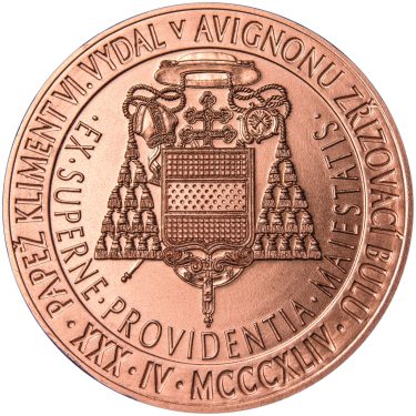Náhled Reverznej strany - Povýšení pražského biskupství na arcibiskupství - 670 let - 1 Oz Měď b.k.