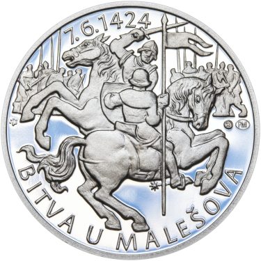 Náhled Averznej strany - Bitva u Malešova - 590. výročí stříbro patina