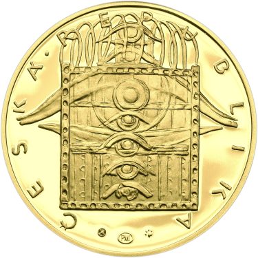 Náhled Reverznej strany - Nevydané mince Jiřího Harcuby - Otto Wichterle 34mm zlato Proof