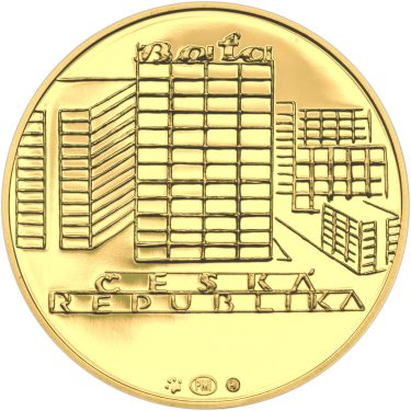 Náhled Reverznej strany - Nevydané mince Jiřího Harcuby - Tomáš Baťa mladší 34mm zlato Proof