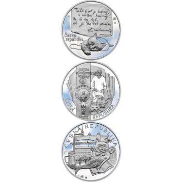 Náhled Reverznej strany - BOHUMIL HRABAL – návrhy mince 200 Kč - sada 3x stříbro 1 Oz Proof