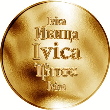 Náhled Averznej strany - Slovenská jména - Ivica - velká zlatá medaile 1 Oz