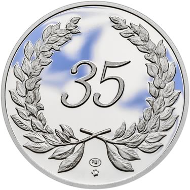 Náhled Averznej strany - Medaile k životnímu výročí 35 let - 1 Oz stříbro Proof