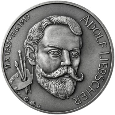 Náhled Averznej strany - Adolf Liebscher - 160. výročí narození stříbro patina