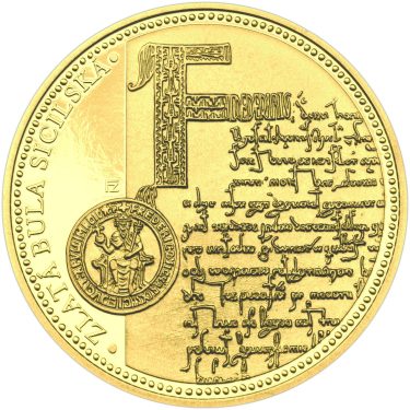 Náhled Averznej strany - Zlatá bula sicilská - 805. výročí vydání zlato b.k.
