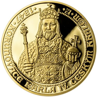 Náhled Averzní strany - 660 let od Korunovace Karla IV. českým králem  - zlato Proof