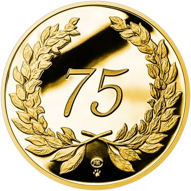 Náhled Averzní strany - Zlatý dukát k životnímu výročí 75 let Proof