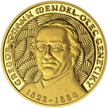 Náhled Averznej strany - Johan Gregor Mendel - zlato Proof