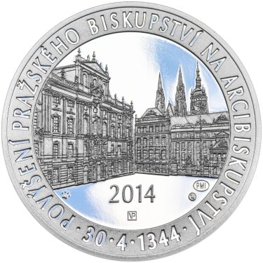 Náhled Averznej strany - Povýšení pražského biskupství na arcibiskupství - 670 let - 28 mm stříbro Proof
