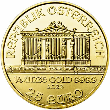 Náhled Reverznej strany - Wiener Philharmoniker  1/4 Oz - Investiční zlatá mince
