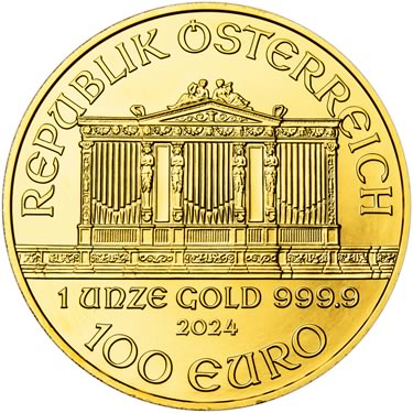 Náhled Reverznej strany - Wiener Philharmoniker  1 Oz - Investiční zlatá mince