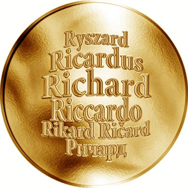 Náhled Averzní strany - Česká jména - Richard - velká zlatá medaile 1 Oz