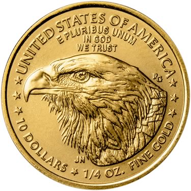 Náhled Reverznej strany - 1/4 OZ American Eagle Gold - Investiční zlatá mince
