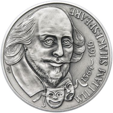 Náhled Averznej strany - William Shakespeare - 450. výročí narození stříbro patina