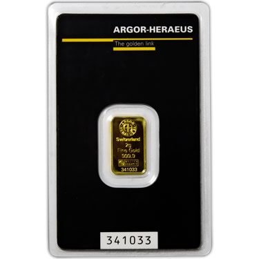 Náhled Averznej strany - Argor Heraeus SA 2 gramy - Investiční zlatý slitek